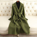Luxury winter double-faced cashmere coat, women long 92% Wool 8% Alpaca overcoat Belted
