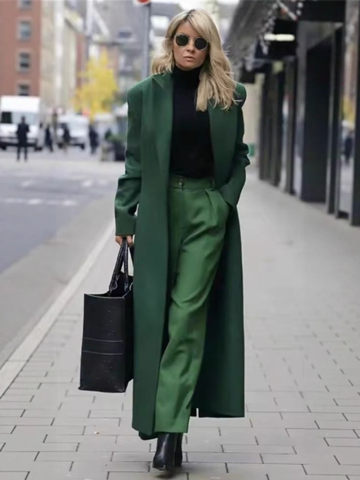 Luxury Women Casual Long Color warm woolen Coat