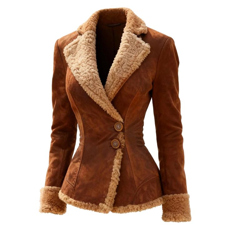 women Brown Vintage Lapel Jacket
